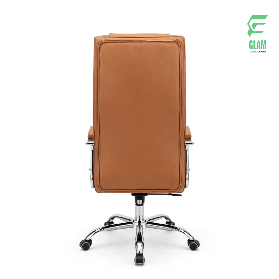 GLAM 3-Part High Back Ergonomic Artificial Leather Executive Office Chair in Biscuit Color