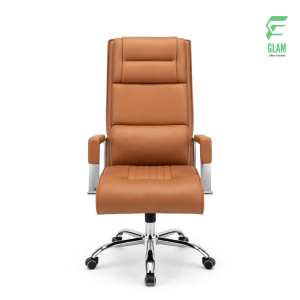 GLAM 3-Part High Back Ergonomic Artificial Leather Executive Office Chair in Biscuit Color