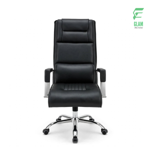 GLAM 3-Part High Back Ergonomic Artificial Leather Executive Office Chair in Black