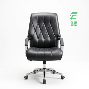 GLAM XBoss Chair, Black Color, Front Image by GLAM Office Furniture